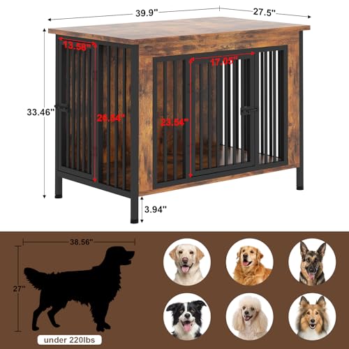EasyCom XL Wooden Dog Crate Furniture for Medium and Large Breeds, 2 Doors A673