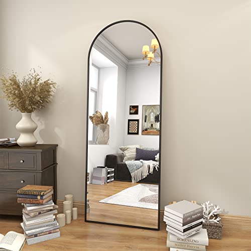 BEAUTYPEAK 65"x24" Arched Full Length Floor Mirror, Black D361