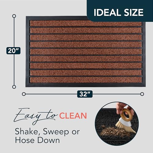 ubdyo Extra Durable Door Mat Non-Slip Outdoor Entrance 30" x 17" Bright Brown W5648