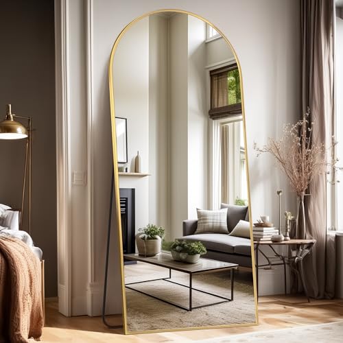 Arched Full Length Floor Mirror 76"x34" Black Freestanding I957