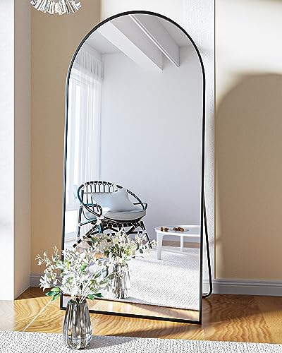 BEAUTYPEAK 65"x24" Arched Full Length Floor Mirror, Black D361
