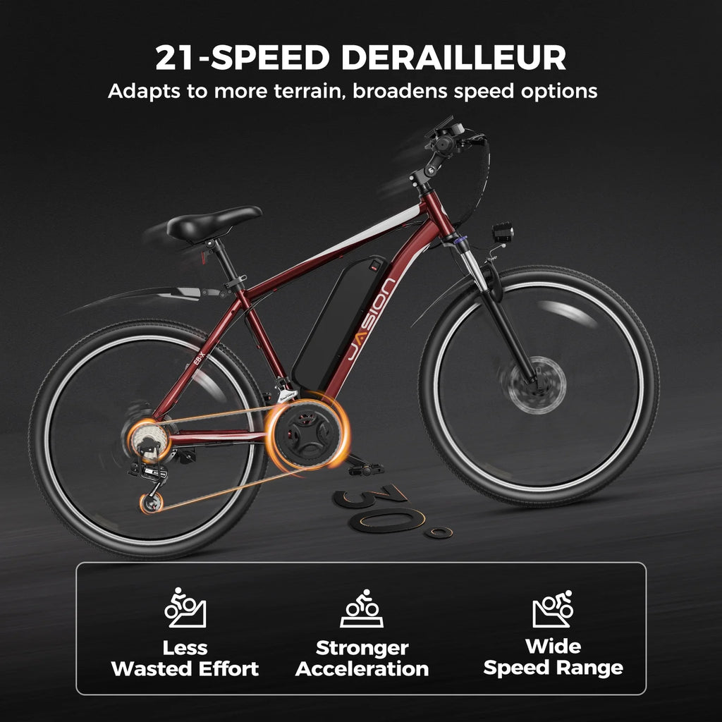 Jasion EBX 26 Electric Bike for Adults, 500W Motor, Removable Battery E693735
