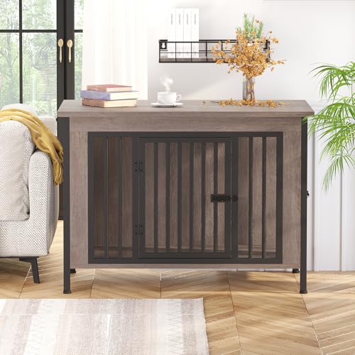 EasyCom XL Wooden Dog Crate Furniture for Medium and Large Breeds, 2 Doors A673