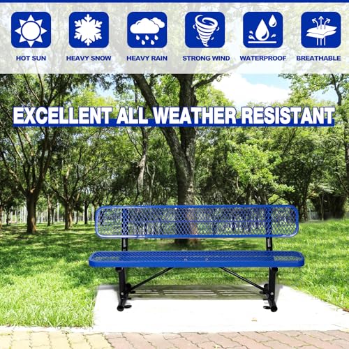 Heavy Duty Outdoor Metal Park Bench with Backrest for Garden Patio Yard K713