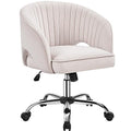 Yaheetech Velvet Vanity Chair with Wheels for Bedroom Cream U9976