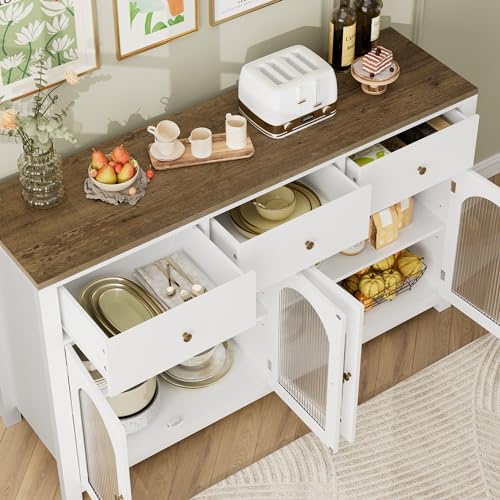 FINETONES Buffet Cabinet with Storage, 55.1" Farmhouse Sideboard, Black C356454