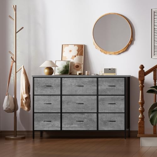 9-Drawer Fabric Dresser for Bedroom, TV Stand Storage Cabinet U5871