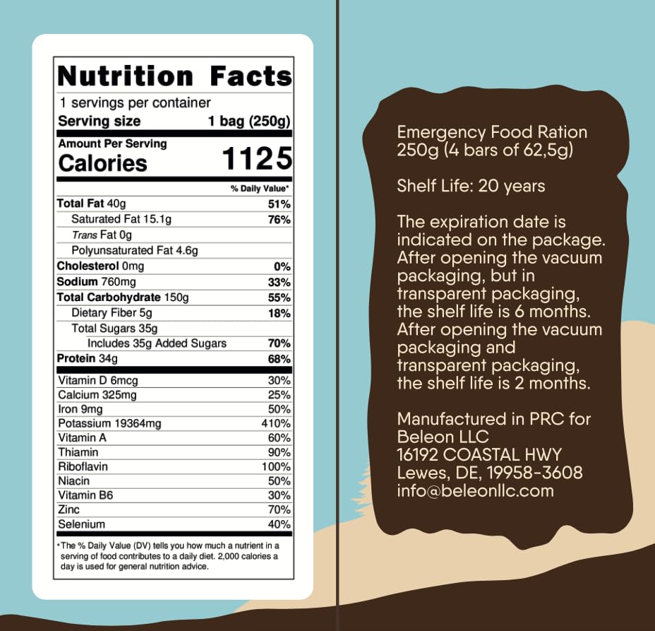Emergency Food Supply 7-Day Chocolate Biscuit Bars Survival Kit A231664