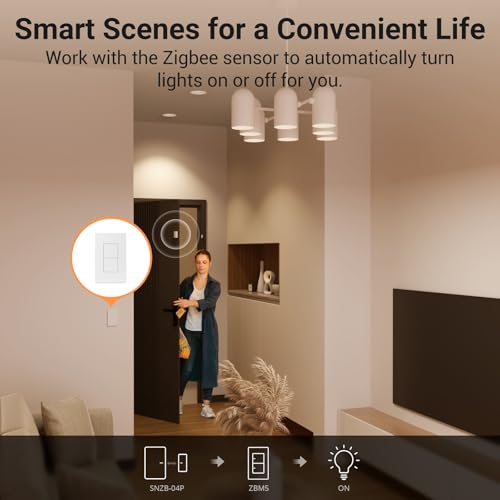 SONOFF Zigbee Smart Light Switch ZBM5-3C-120W, Voice Control with Alexa Google Home B942670