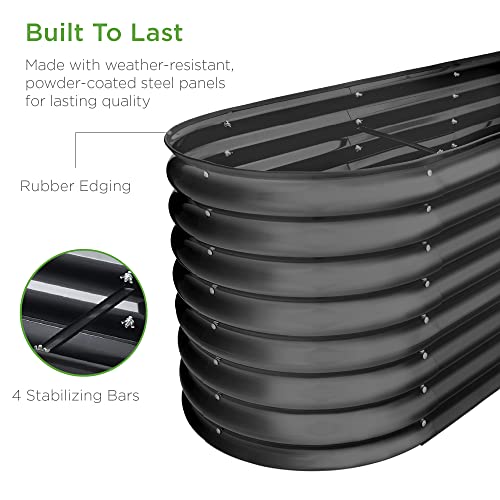 Best Choice Products 8x2x2ft Metal Raised Garden Bed Oval Planter Box for Vegetables, Herbs B5622