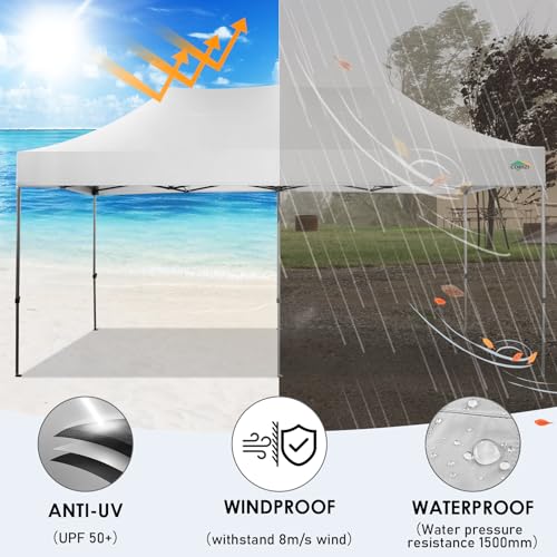 COBIZI 10x20 Heavy Duty Pop Up Canopy Tent with 6 Sidewalls, White A84790