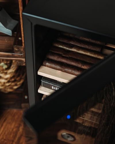 KingChii 16L Electric Cigar Humidor Cabinet with Temperature Control and Spanish Cedar Shelves H300