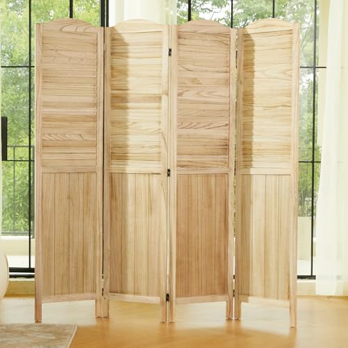 Room Partitions and Dividers, 5.6 Ft Tall Folding Wood Screen, 4 Panels S6959
