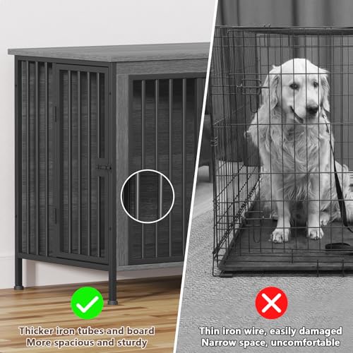 EasyCom XL Wooden Dog Crate Furniture for Medium and Large Breeds, 2 Doors A673
