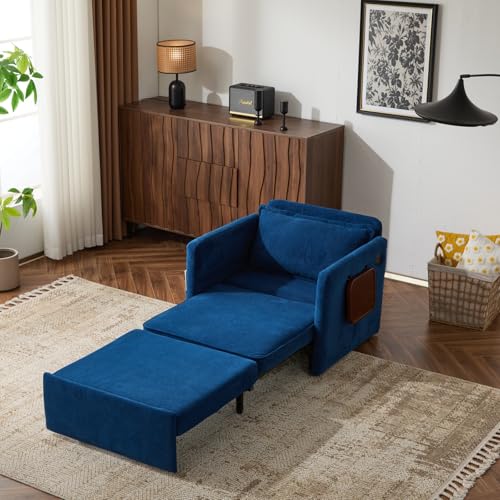 Corduroy Floor Sofa Bed with Backrest, Armrest and 2 Pillows, Dark Gray L776530