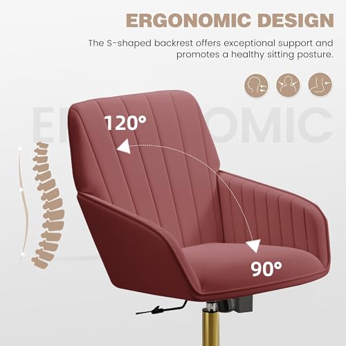 Velvet Home Office Chair with Gold Base, Swivel Desk Chair with Wheels (Cream) Z435471