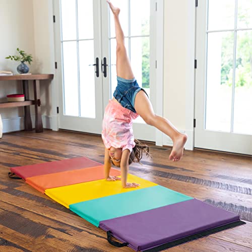 HearthSong Tumbling Mat for Kids, 5-Panel Foldable Exercise Mat, 1.25" Thick X638