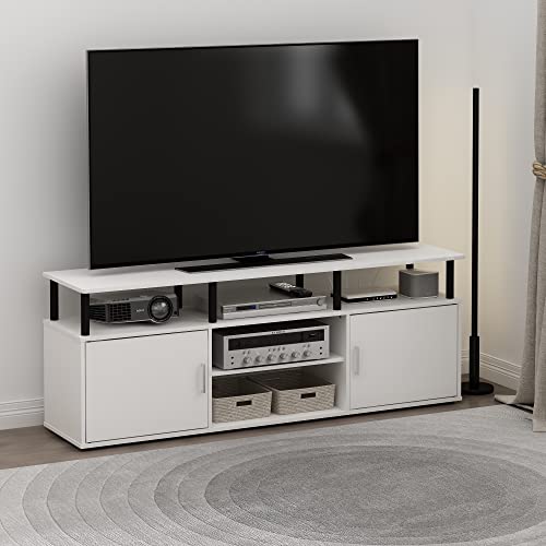 Furinno JAYA Large Entertainment Stand for TV Up to 55 Inch, French Oak Grey/Black V100781