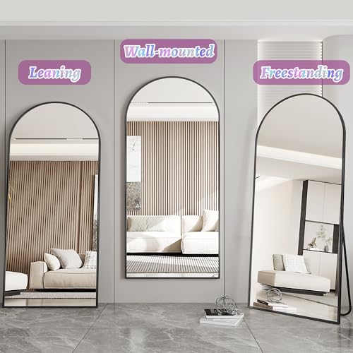 Arched Full Length Floor Mirror 76"x34" Black Freestanding I957