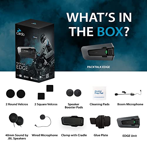 Cardo PACKTALK Edge Motorcycle Bluetooth Headset Intercom - Single Pack, Black P84142