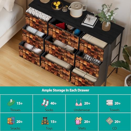 9-Drawer Fabric Dresser for Bedroom, TV Stand Storage Cabinet U5871
