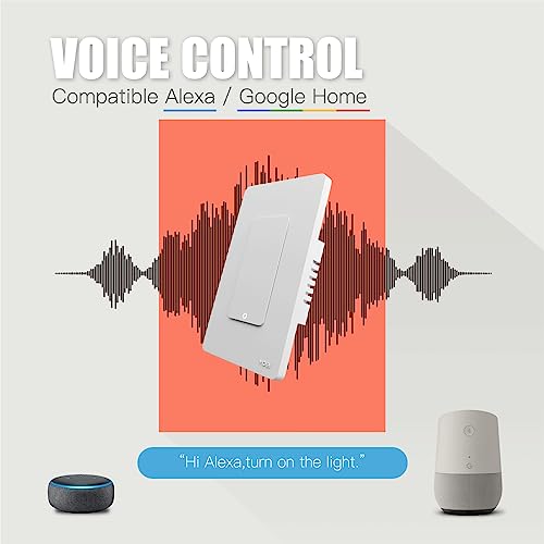 MOES Zigbee Smart Switch, No Neutral Wire, Single Pole, Works with Alexa & Google Assistant V385606