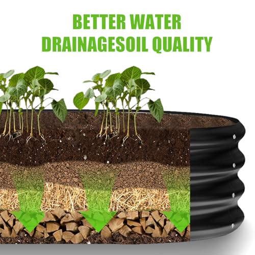 Land Guard 8ft Galvanized Raised Garden Bed Kit, Oval Metal Outdoor Planter Box, Silver D8675