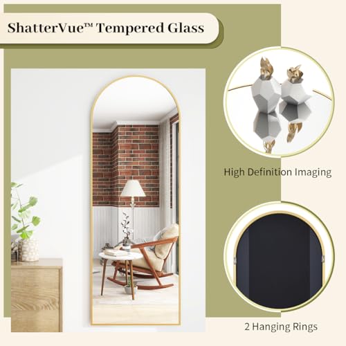BEAUTYPEAK 65"x24" Arched Full Length Floor Mirror, Black D361