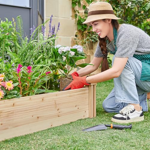 Yaheetech 8×2ft Wooden Raised Garden Bed for Flowers Vegetables Herbs Outdoor E283112