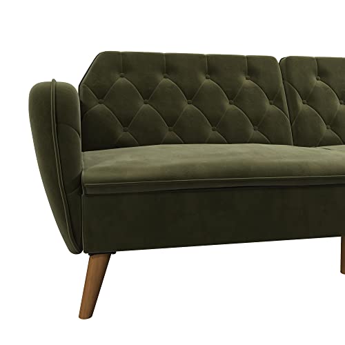 Novogratz Tallulah Memory Foam Futon Convertible Couch, Camel Faux Leather F5939