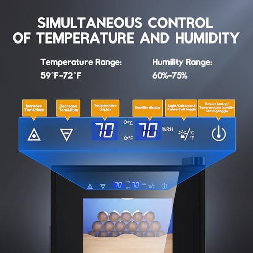 Tylza 35L Cigar Humidor Cabinet with Humidity & Temperature Control X6960