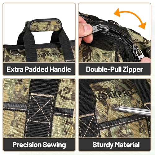 WORKPRO 16-inch Wide Mouth Tool Bag with Waterproof Molded Base K85487
