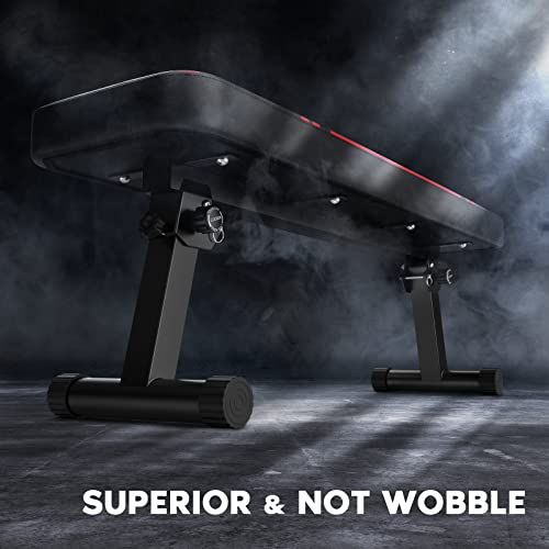 FLYBIRD Flat Bench, Foldable Weight Bench for Strength Training N1742
