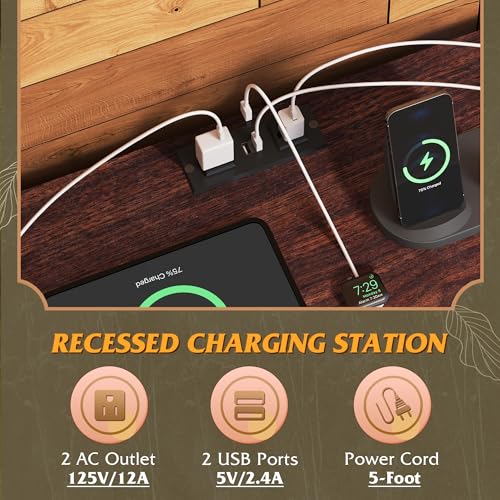 WLIVE Dresser for Bedroom with Charging Station and LED Lights, 8 Drawer R754