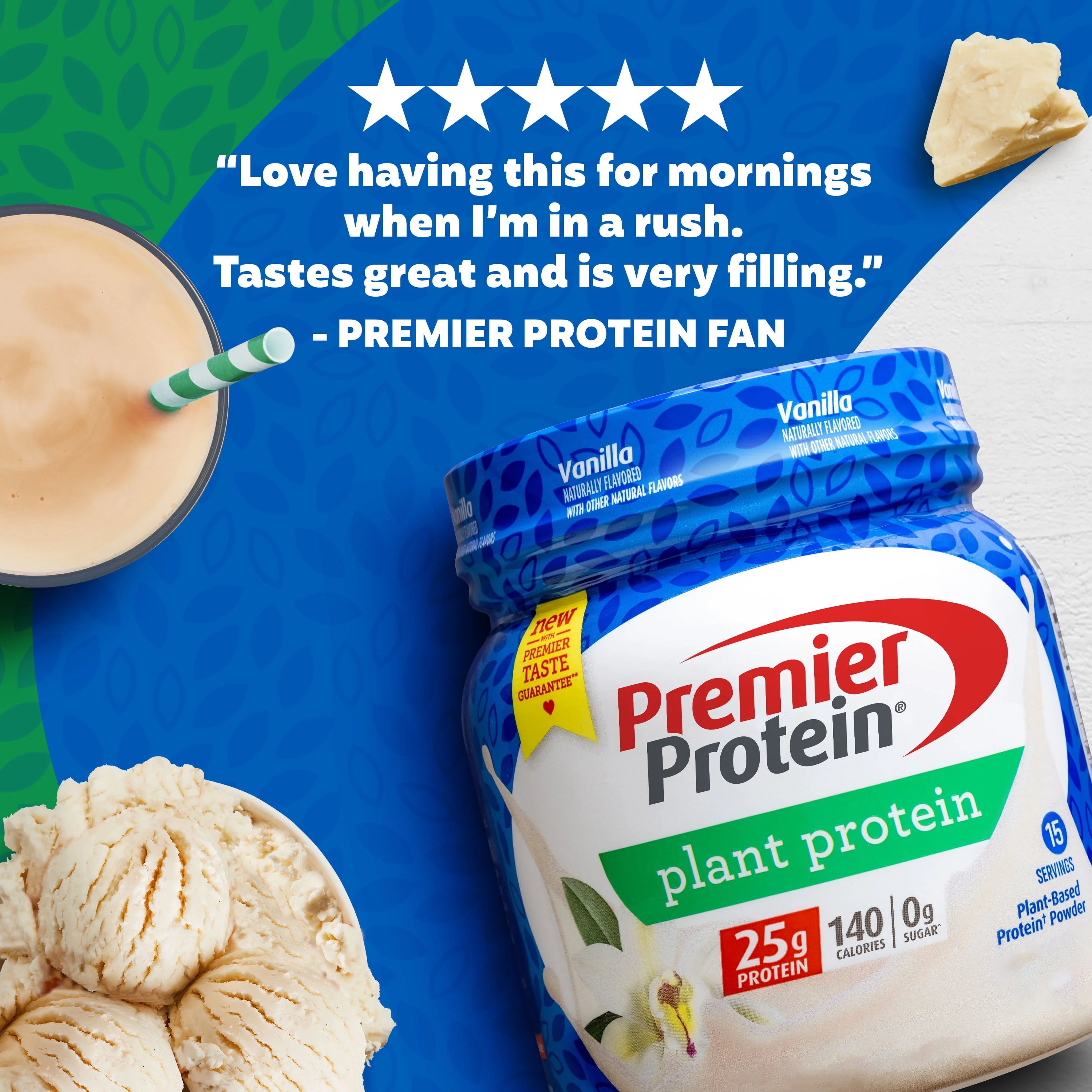 Premier Protein Powder Plant Protein, Vanilla, 25g, 15 Servings I682