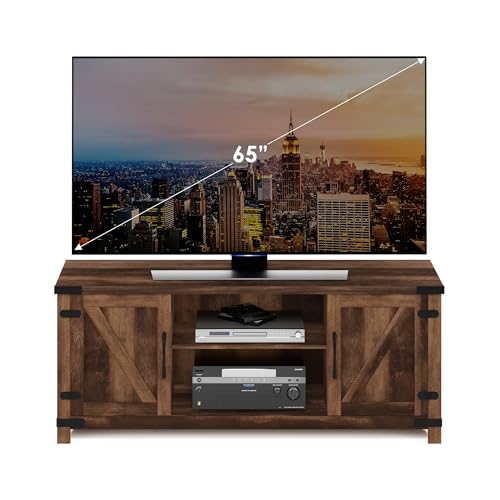 Furinno JAYA Large Entertainment Stand for TV Up to 55 Inch, French Oak Grey/Black V100781
