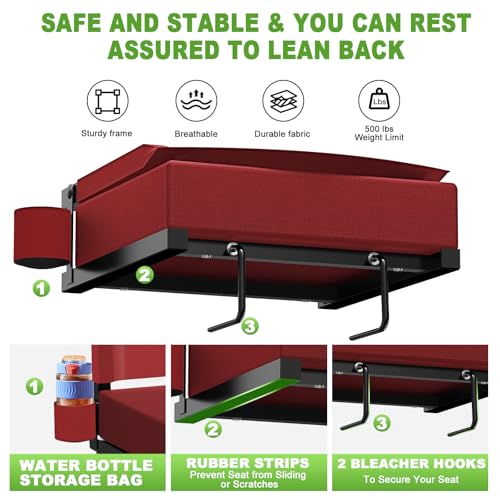Stadium Seat with Back Support, Portable Bleacher Seat, Black V308
