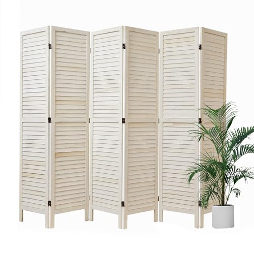 Room Partitions and Dividers, 5.6 Ft Tall Folding Wood Screen, 4 Panels S6959