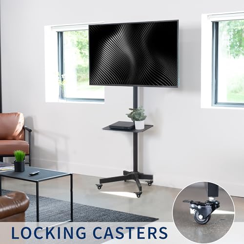 VIVO Mobile TV Cart for 32-83 inch Screens, Rolling Stand with Locking Wheels, Black F79048