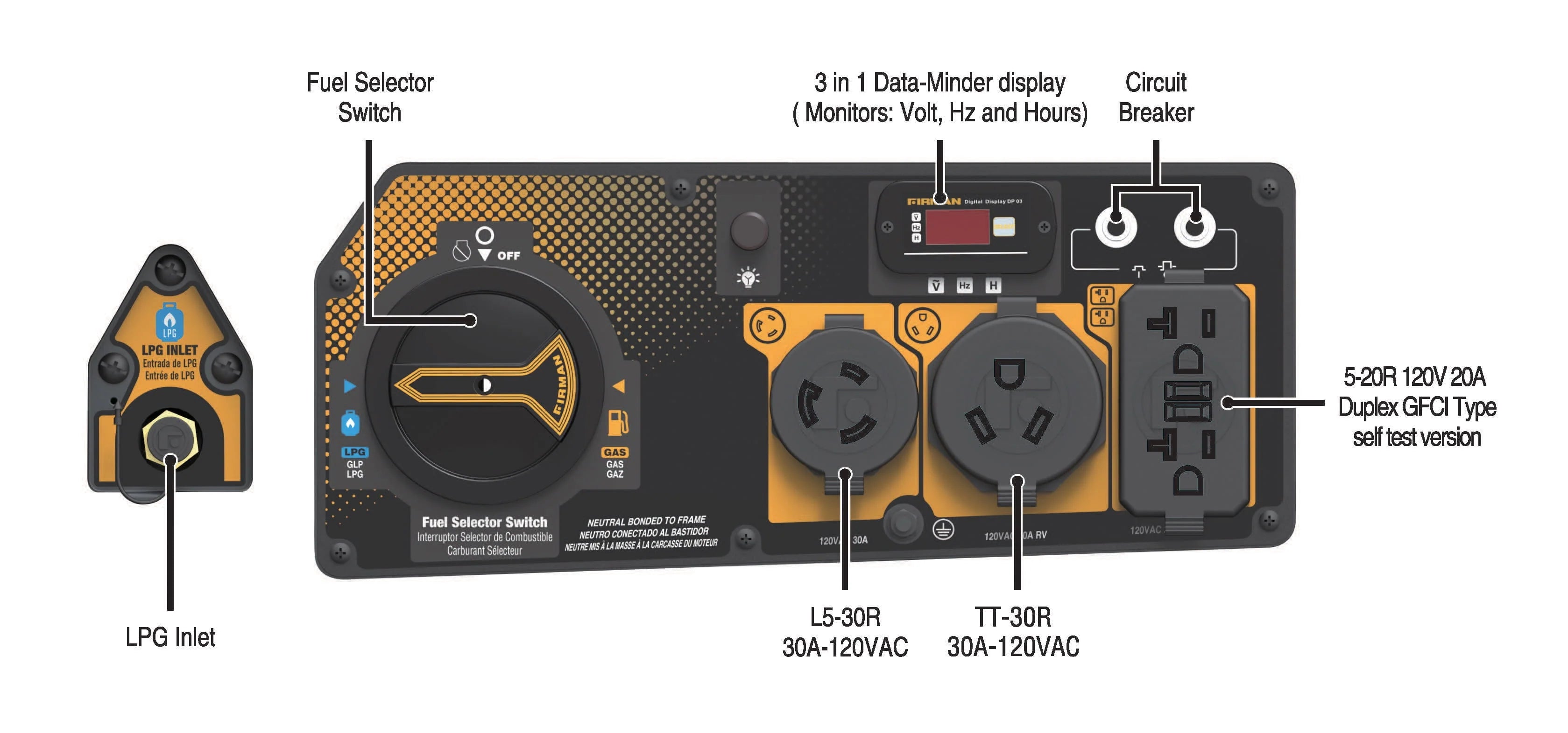 Firman H03652 4550/3650 Watt Dual Fuel Recoil Start Generator L891