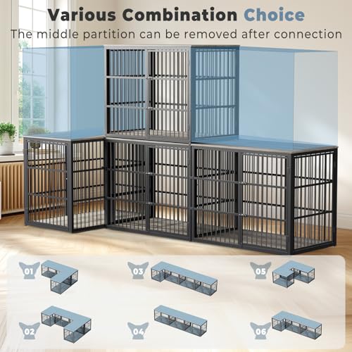 43'' Dog Crate Furniture with 3 Doors, XL Wooden End Table for Medium to Large Dogs M2208