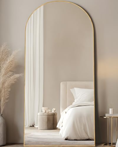 Arched Full Length Floor Mirror 76"x34" Black Freestanding I957