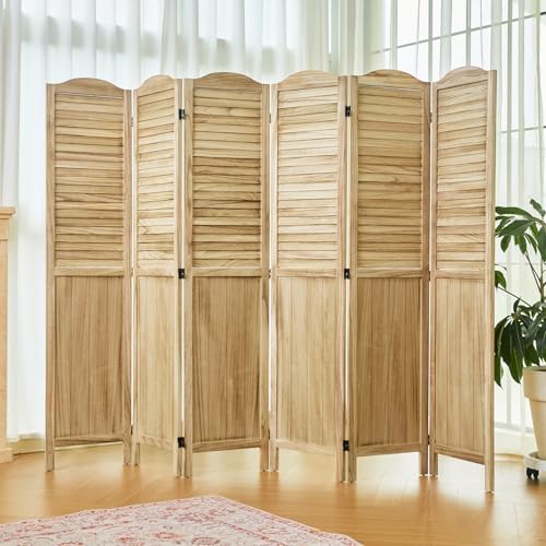 Room Partitions and Dividers, 5.6 Ft Tall Folding Wood Screen, 4 Panels S6959