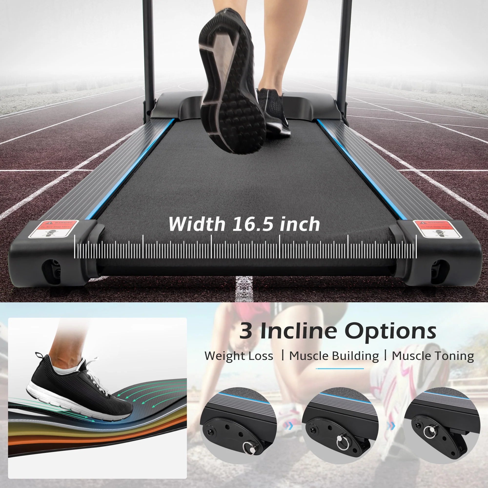 Folding Electric Treadmill with Incline for Home Gym Walking Running C4591