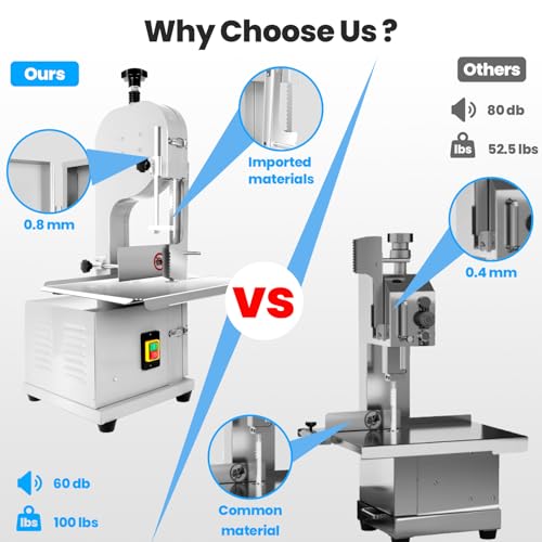 1500W Commercial Bandsaw Machine, Stainless Steel Worktable, Frozen Meat Cutter Y297707