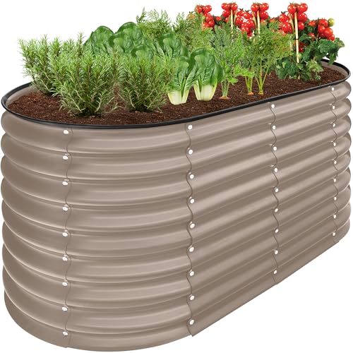 Best Choice Products 8x2x2ft Metal Raised Garden Bed Oval Planter Box for Vegetables, Herbs B5622