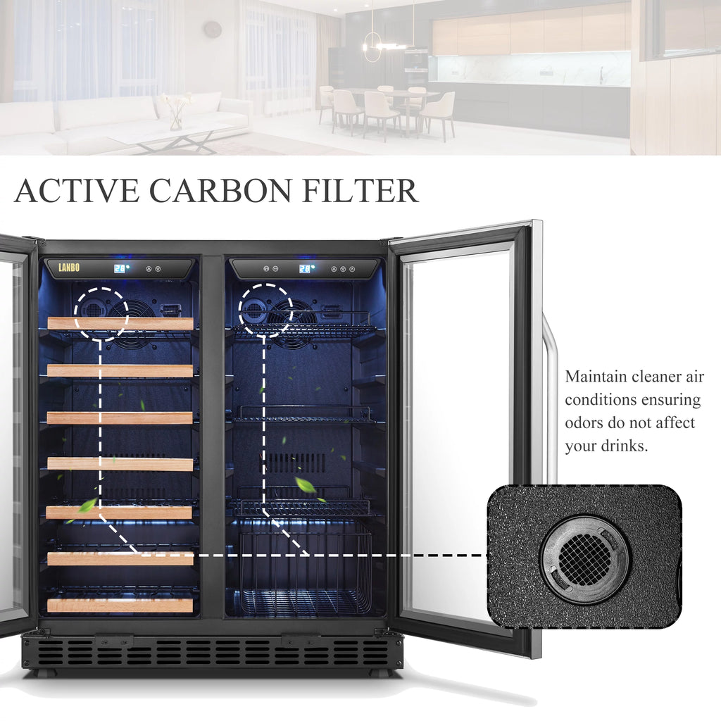 Lanbo 30 Inch Dual Zone Wine Refrigerator and Beverage Cooler D20819