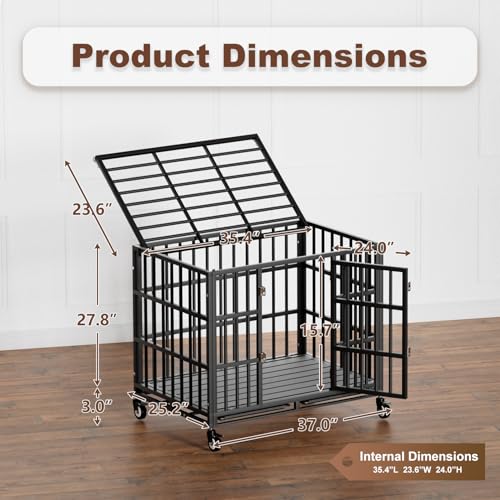 54 Inch Heavy Duty Dog Crate with Wheels for Large Dogs D47062