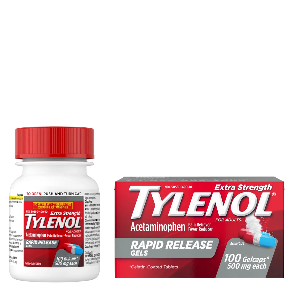 Tylenol Extra Strength Acetaminophen Rapid Release Gels, 100 ct H788