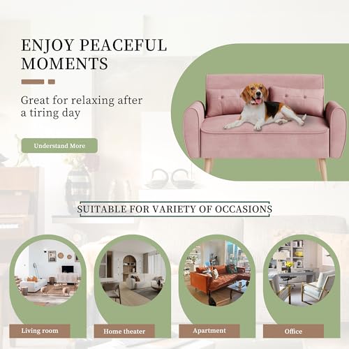 Vongrasig 47" Modern Loveseat Sofa, Mid Century Linen Fabric, Dark Gray O910